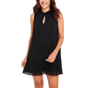 Vineyard Vines‎ Black Keyhole Swing Dress  Pleated Ruffle Neck Star Print XL